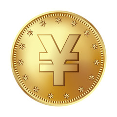 Fototapeta premium Golden Japanese yen or Chinese yuan coin, money.