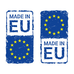 Made in European Union, EU vector letter stamp.