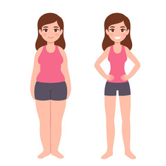 Overweight and slim woman