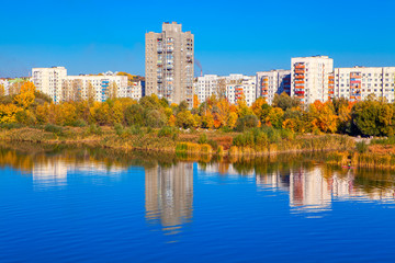 Fototapeta na wymiar View of Rybnita town and Nistru river from Moldova 