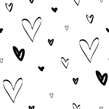 Hearts vector set. Hand drawn doodle vector isolated on background. Inked heart. Sketch style