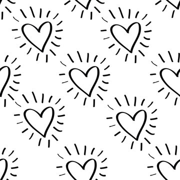 Hearts vector set. Hand drawn doodle vector isolated on background.