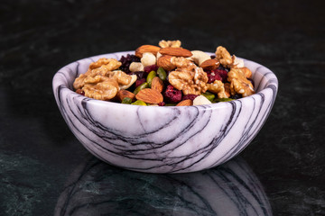 Nuts mix in a marble plate