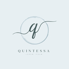 Elegant Initial Letter Type Q Logo With Brushed Circle 