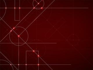 Abstract neon background of engineering drawing. Technological wallpaper made with circles and lines. Geometric design
