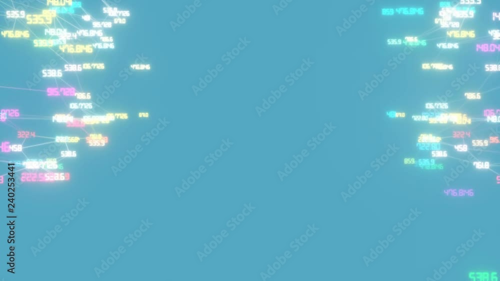 Poster rotating numbers.3d abstract digital wave of glowing particles and wireframe. technology concept. ab
