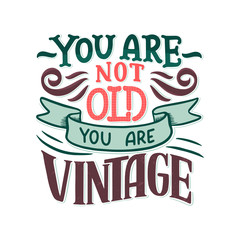 Birthday lettering in retro style. Anniversary invitation card. Vintage invitation template for celebration design. Funny quote