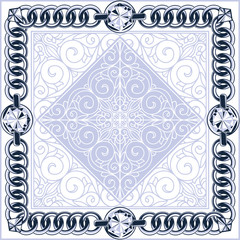 Frame with chain links and diamonds