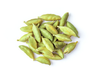 cardamom isolate on white background. top view