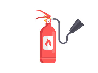 Fire extinguisher icon isolated on white. Flat design vector illustration