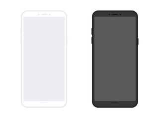 Realistic smartphone mockup. Mobile phone with blank screen isolated on white background. Vector illustration