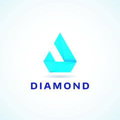 Abstract Blue Geometric Shape Logo Sign Symbol Icon
