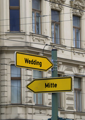 Fototapeta premium road signs with the arrow and the indications in erlin