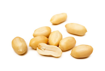 Fresh peanuts snack isolated on white background