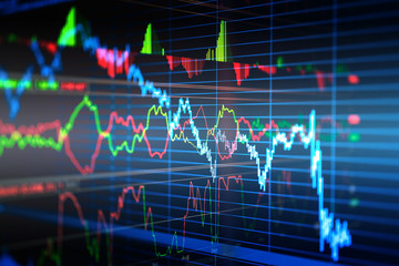 financial business stock market graph chart candle stick screen monitor