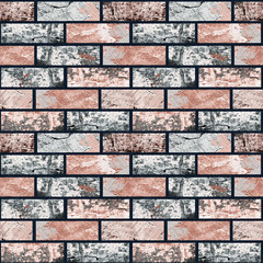 Obraz premium Seamless grey, brown brick wall.