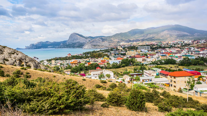 Fototapeta na wymiar View of the town on the Black Sea