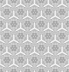 Seamless abstract pattern based on Japanese ornament Kumiko.Black and white.