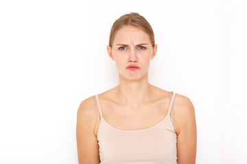 Portrait of young female with funny emotion