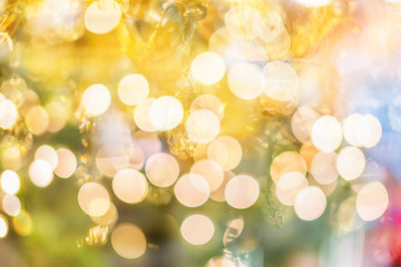 Obraz premium abstract image background of blur bokeh and crystal chandelier light equipment filter tone color effect