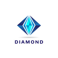 Abstract Blue Diamond Shape Logo Sign Symbol Icon