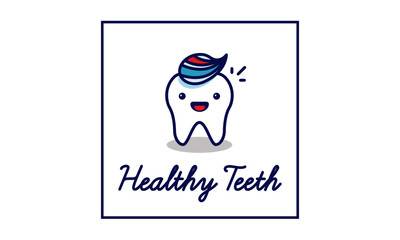 Healthy Teeth Poster with Cute Illustration