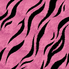 Seamless pink tiger skin pattern. Glamorous tiger skin print, texture, background.