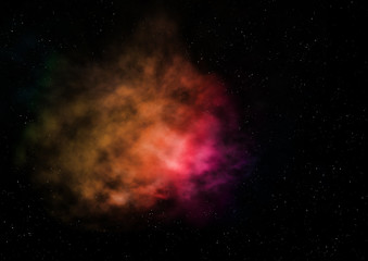 Far being shone nebula and star field. 3D rendering