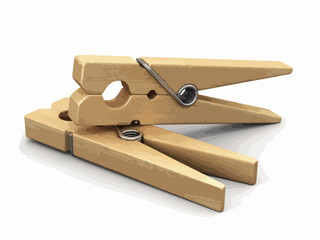 Wooden clothespins. Image with clipping path