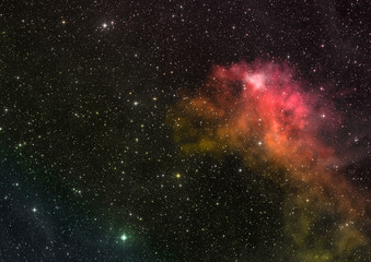 Far being shone nebula and star field. 3D rendering