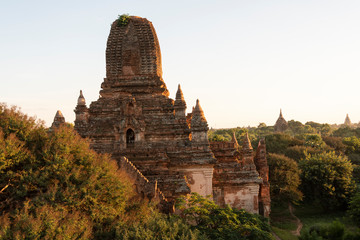 Fototapeta na wymiar Parque arqueolàogico de los antiguos templos y pagodas de Bagan. Myanmar