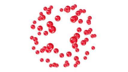 Red glossy beads. 3d illustration. 