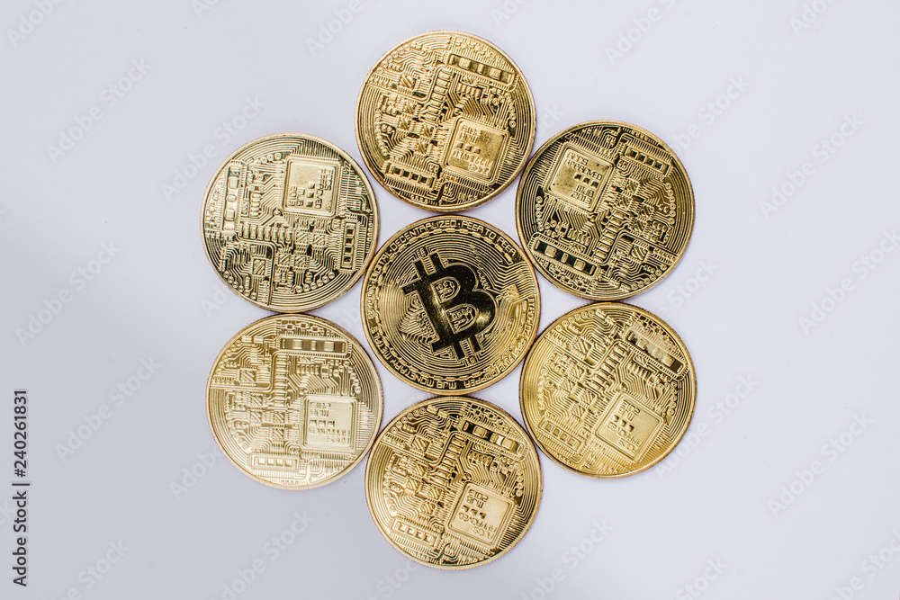 Poster Cryptocurrency Bitcoin. Digital virtual money for banking and international network payment with blockchain.