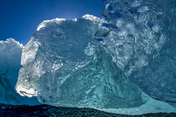 Glacial ice on seashore