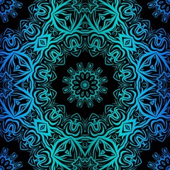 Color Seamless Lace Pattern With Abstract Geometric Flower. Stylish Fashion Design Background For Invitation Card. Illustration.