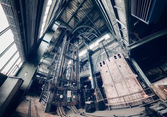 Old abandoned industrial mine interior.