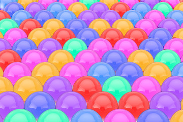 Fototapeta na wymiar Rows of Color Glass Shine Balls with Reflections. 3d Rendering