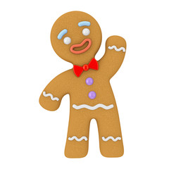 Holiday Decorated Classic Gingerbread Man Cookie. 3d Rendering - obrazy, fototapety, plakaty