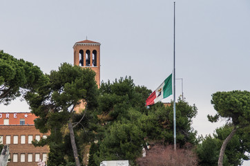 flag in front of building