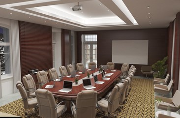 conference room, meeting room, interior visualization, 3D illustration