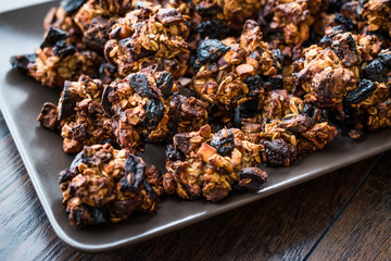 Homemade Granola Cookies with Dried Fruits Raisin and Dry Walnut.