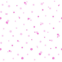 Seamless sakura flowers background, pink blooming on white, design element stock vector illustration for web, for print, for textile, for fabric print, diaper patter