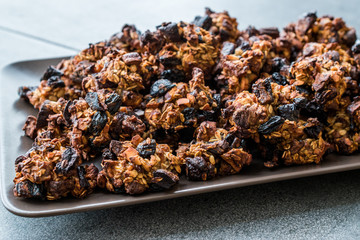 Homemade Granola Cookies with Dried Fruits Raisin and Dry Walnut.
