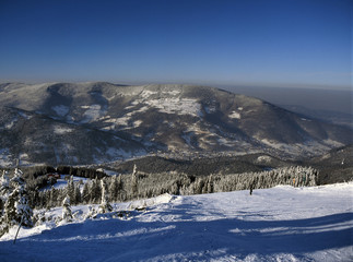 view to Szczyrk from the Skrzyczne Mountain, Slaski Beskid Mountains, Silesia Region, Poland