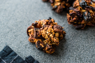 Homemade Granola Cookies with Dried Fruits Raisin and Dry Walnut.