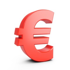 3D Rendering Red Euro Sign isolated on white background