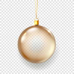 Shining glass christmas bauble vector illustration isolated on transparent background