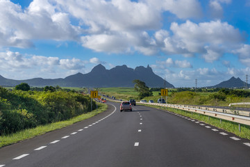 Modern highway on Mauritius island.