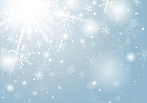 Christmas background concept design of white snowflake and snow in winter with copy space vector illustration