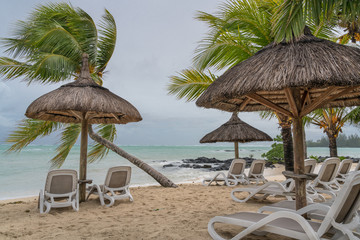 Tropical storm at the beach of Grand Baie in Mauritius.
